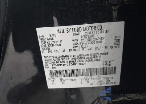 2013 Ford Edge Limited from USA, damaged, VIN 2FMDK4KC6DBC50434